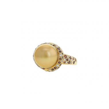 Bague Mauboussin Perle d'Or Mon Amour en or jaune,  perle et diamants