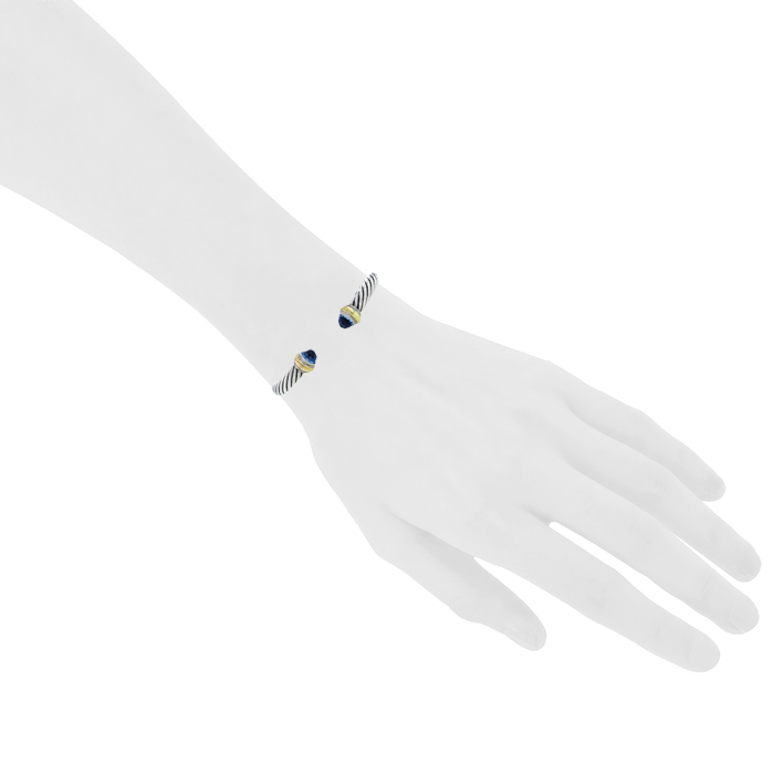 Bracciale aperto David Yurman Cable Classique in argento e oro giallo 14k - Detail D1