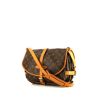 Borsa a tracolla Louis Vuitton Saumur modello piccolo in tela monogram cerata marrone e pelle naturale - 00pp thumbnail