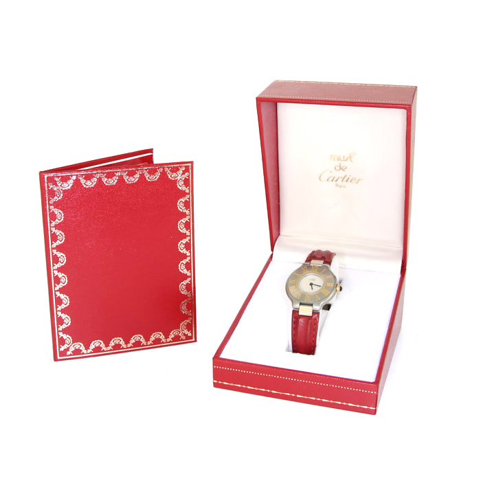 Cartier Must 21 watch in stainless steel and gold plated Circa  1988 - Detail D2