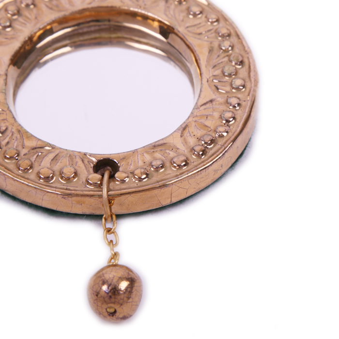 Mithé Espelt, lovely and rare "Jewellery-Mirror" for bag, in embossed earthenware and crackled gold, from the beginning of the 1950's - Detail D1