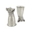 Gucci, six hunting goblets, in silver metal and horn, with animals head decoration, partially signed, from the 1970's - Detail D2 thumbnail