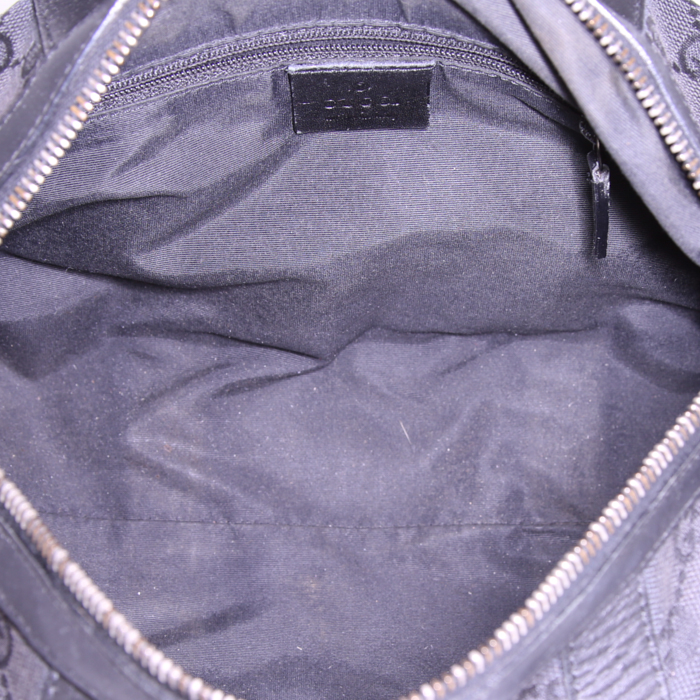 Sac à main Gucci en toile monogram noire et cuir noir - Detail D2