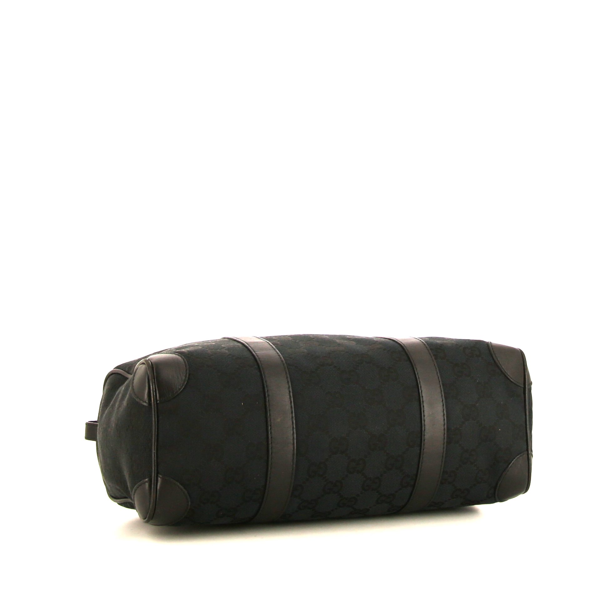 Bolso de mano Gucci en lona Monogram negra y cuero negro - Detail D4