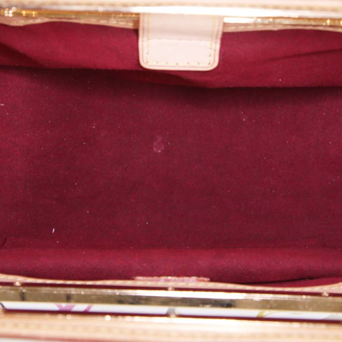 Sac à main Louis Vuitton Judy en toile monogram multicolore blanche et cuir naturel - Detail D3