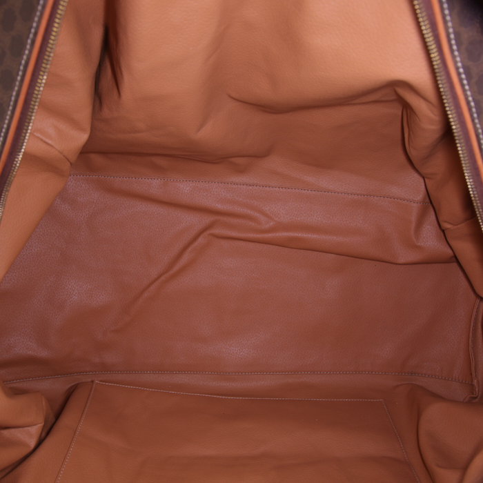 Borsa da viaggio Celine Vintage in tela monogram marrone e pelle marrone - Detail D3