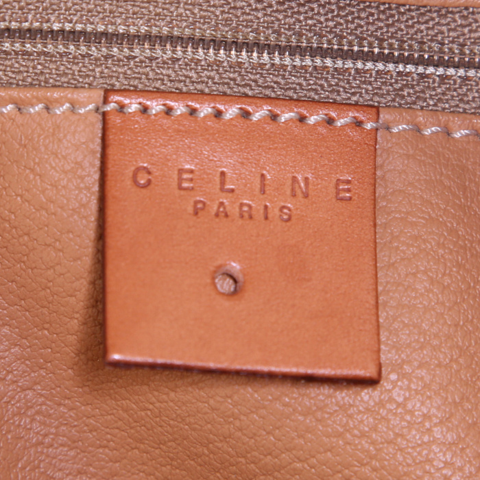 Celine Vintage travel bag in brown monogram canvas and brown leather - Detail D4