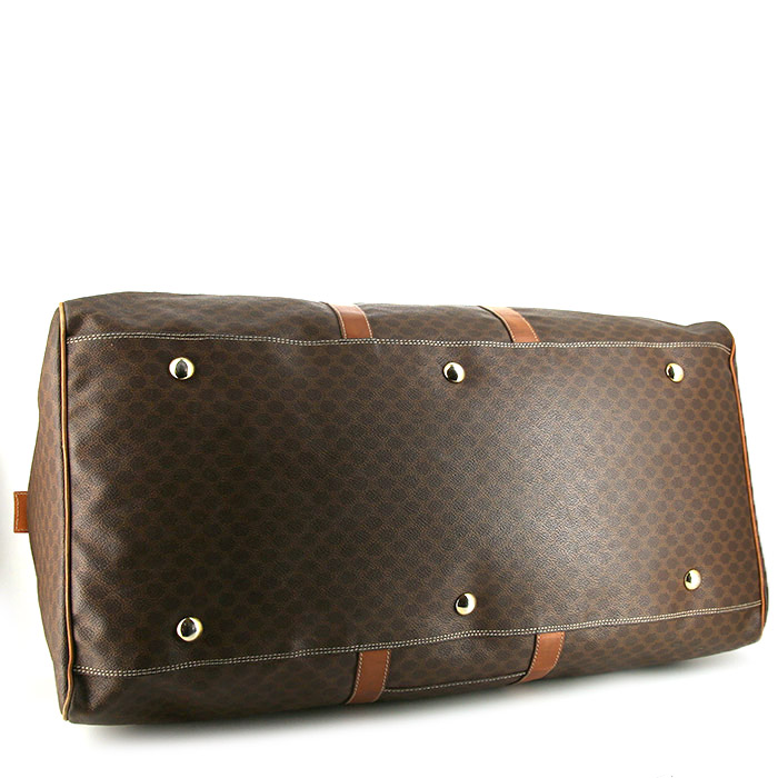 Borsa da viaggio Celine Vintage in tela monogram marrone e pelle marrone - Detail D5