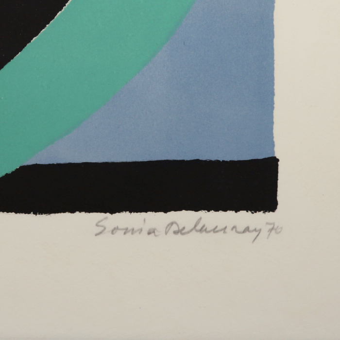 Sonia Delaunay, "Composition", lithograph in colors on paper, signed, dated, numbered and framed, of 1970