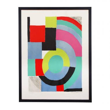 Sonia Delaunay, "Composition", lithographie en couleurs sur papier, signée, datée, numérotée et encadrée, de 1970