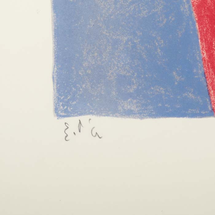 Serge Poliakoff, "Composition bleue rouge jaune verte,  lithographie n°40", rare lithographie en couleurs sur papier, épreuve d'artiste d'une série limitée à 30 exemplaires,  signée et encadrée, de 1963 - Detail D3