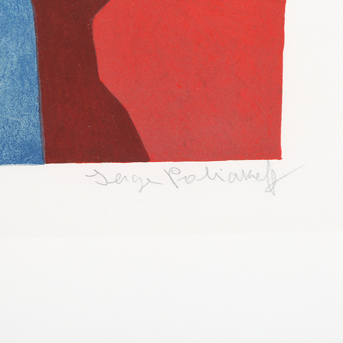 Serge Poliakoff, "Composition rouge et bleue, lithographie 68", en couleurs sur papier, signée, numérotée, de 1968