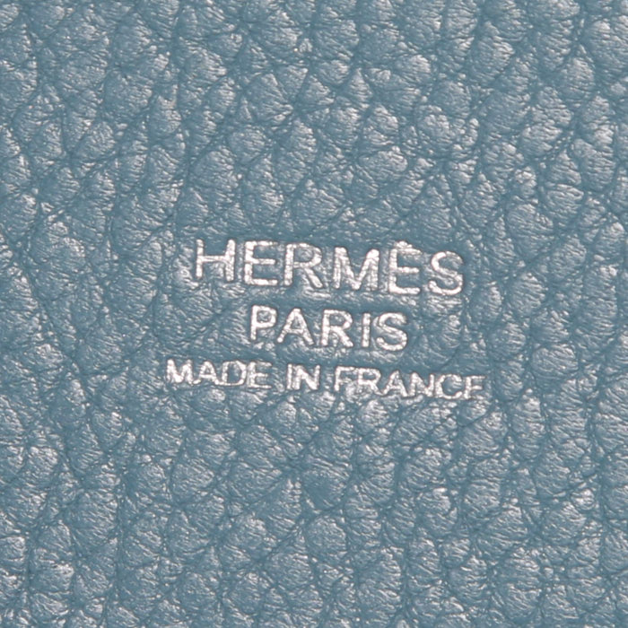 Bolso de mano Hermes Picotin 22 cm en cuero togo azul - Detail D3