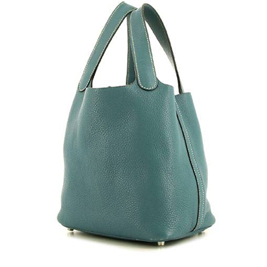 Bolso de mano Hermes Picotin 22 cm en cuero togo azul