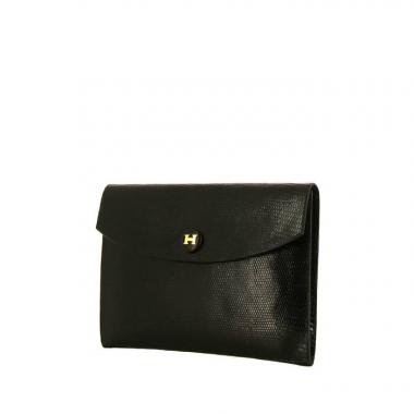 Pochette Hermes Rio in lucertola nera