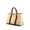 Hermès Garden Party handbag in brown leather and beige canvas - 00pp thumbnail