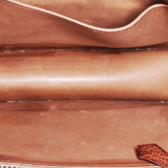 Sac à main Hermes Constance en autruche marron - Detail D3