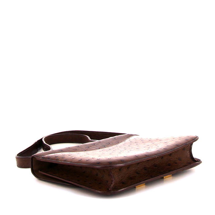 Hermes Constance handbag in brown ostrich leather - Detail D5