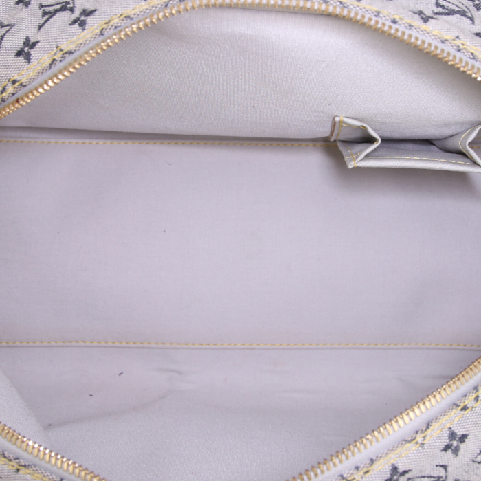 Borsa Louis Vuitton Vintage in tela denim monogram blu e pelle naturale - Detail D2