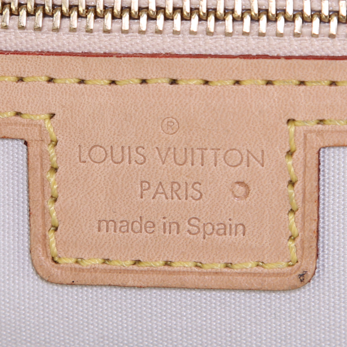 Sac à main Louis Vuitton Vintage en toile denim monogrammée bleue et cuir naturel - Detail D3