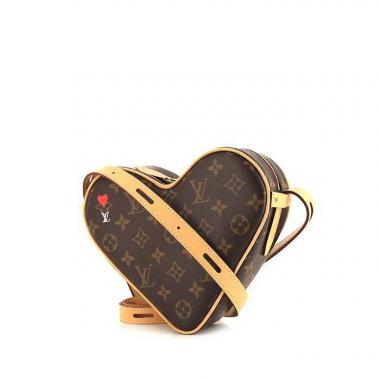 Borsa a tracolla Louis Vuitton Game On Coeur in tela monogram marrone e pelle naturale