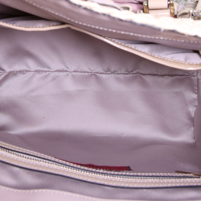 Borsa Valentino Garavani in tela intrecciata beige a fiori - Detail D2