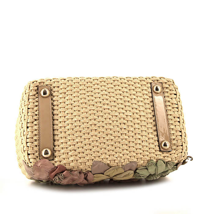 Sac à main Valentino Garavani en toile tressée beige - Detail D4