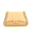 Chanel Timeless jumbo shoulder bag in beige quilted leather - 360 thumbnail