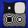 Victor Vasarely, "Japet BW / Blue", silkscreen in colors on paper, signed, numbered and framed, of 1989 - Detail D1 thumbnail