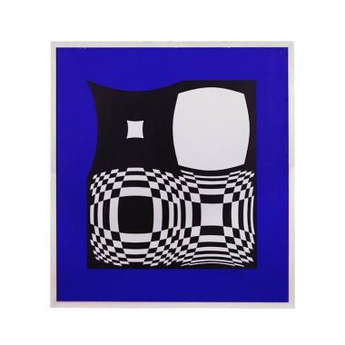 Victor Vasarely, “Japet BW / Blue”, sérigraphie en couleurs sur papier, signée, numérotée et encadrée, de 1989