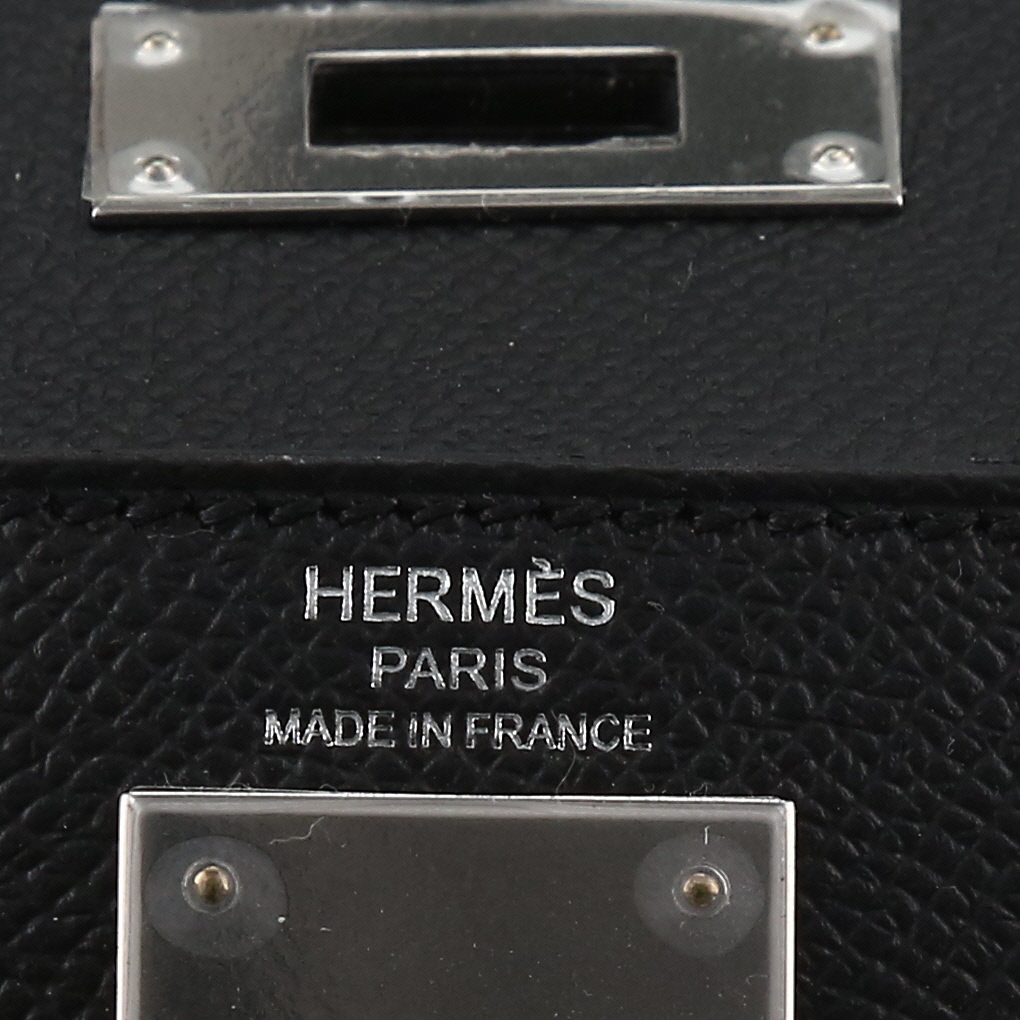 Hermès Kelly 28 cm handbag in black epsom leather - Detail D2