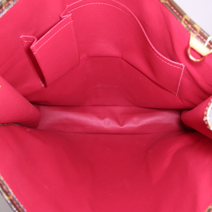 Louis Vuitton Sac Plat shopping bag in brown monogram canvas and natural leather - Detail D2