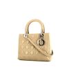 Dior Lady Dior medium model handbag in beige leather - 00pp thumbnail