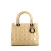 Dior Lady Dior medium model handbag in beige leather - 360 thumbnail