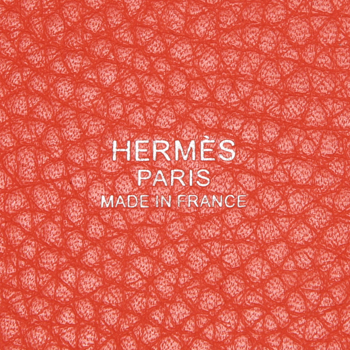 Hermes Picotin medium model handbag in orange leather taurillon clémence - Detail D3