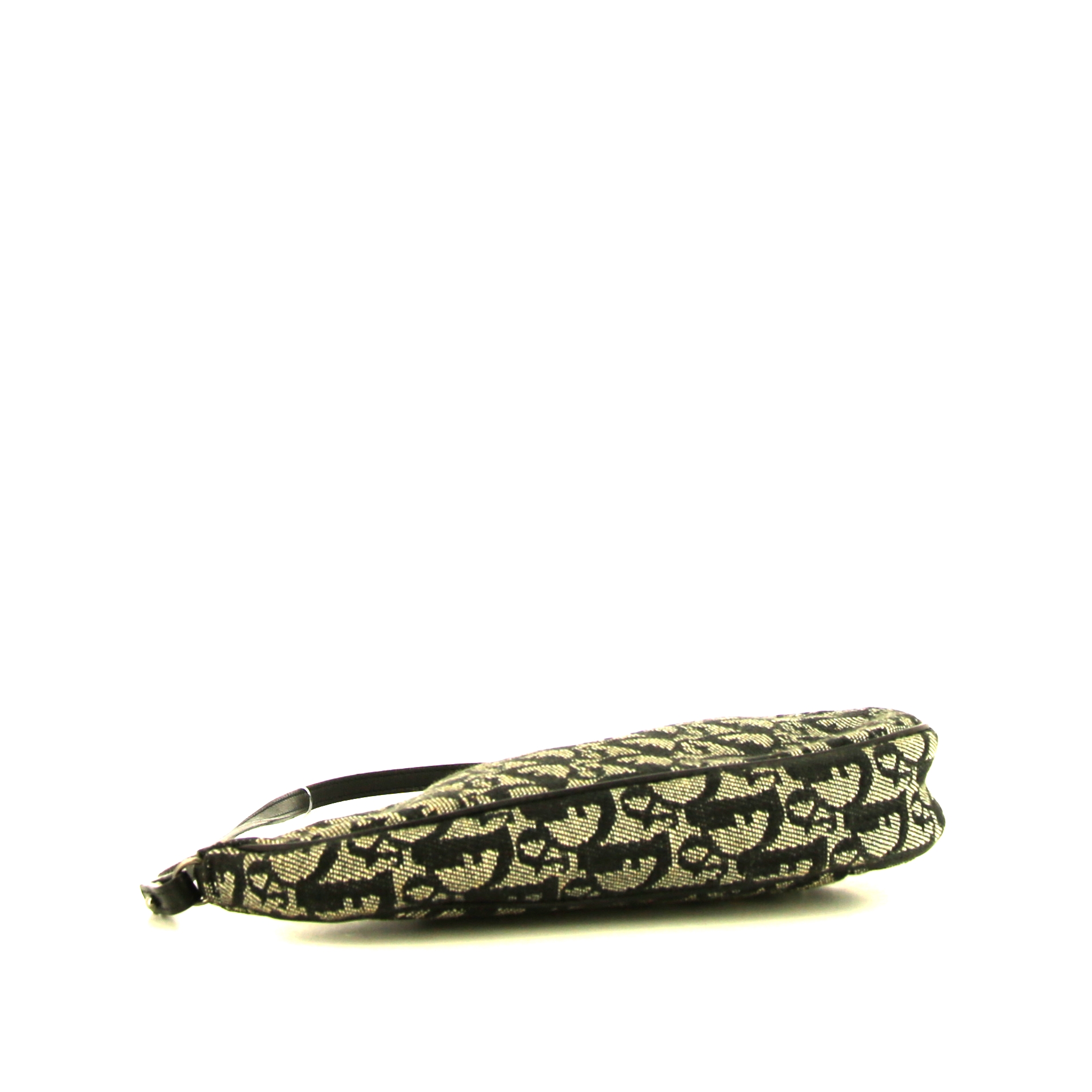 Pochette Dior Saddle en toile monogram Oblique bleu-foncé et cuir noir - Detail D4