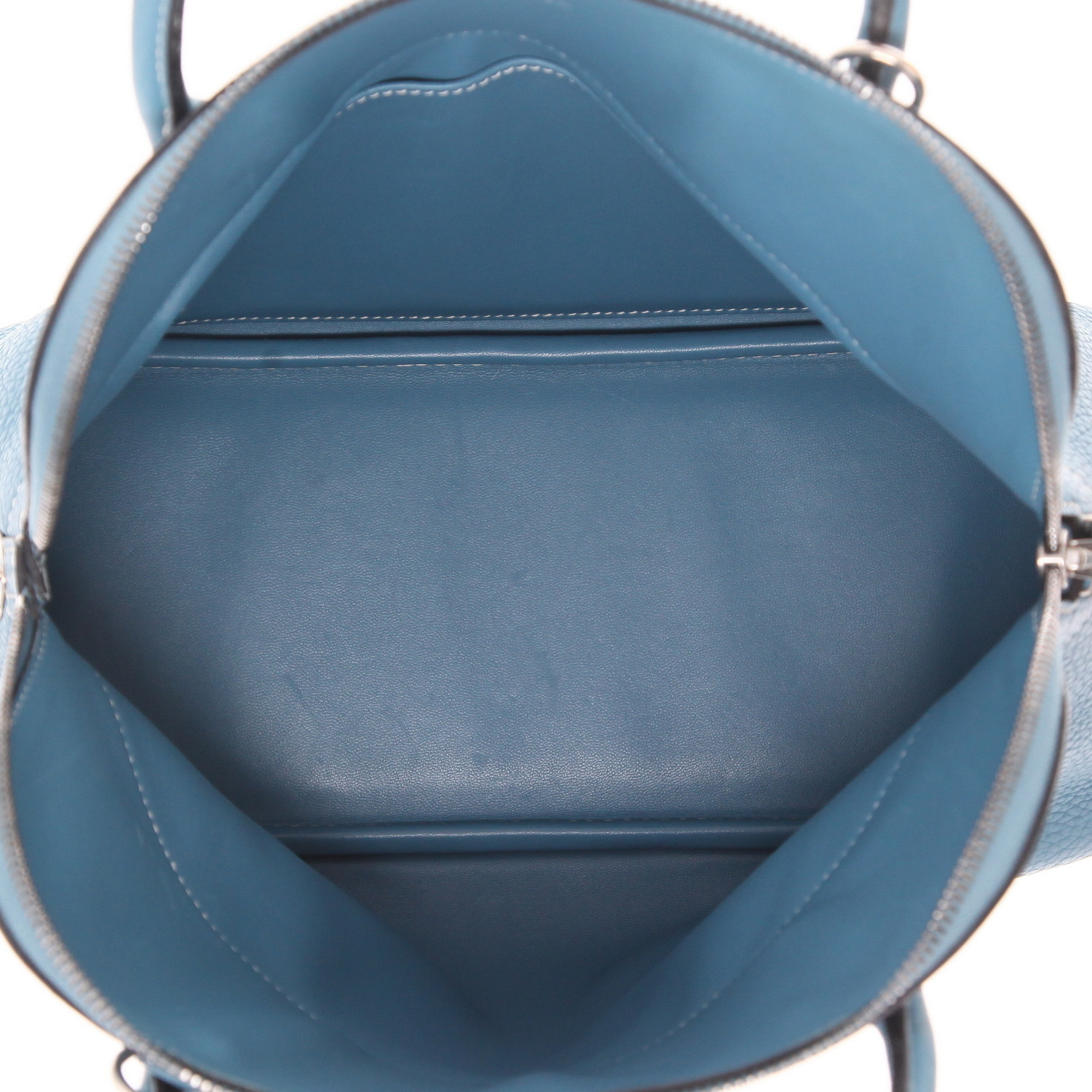 Borsa Hermès Bolide 31 cm in pelle taurillon clemence blu - Detail D3