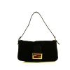 Fendi Baguette handbag in black suede and black leather - 360 thumbnail