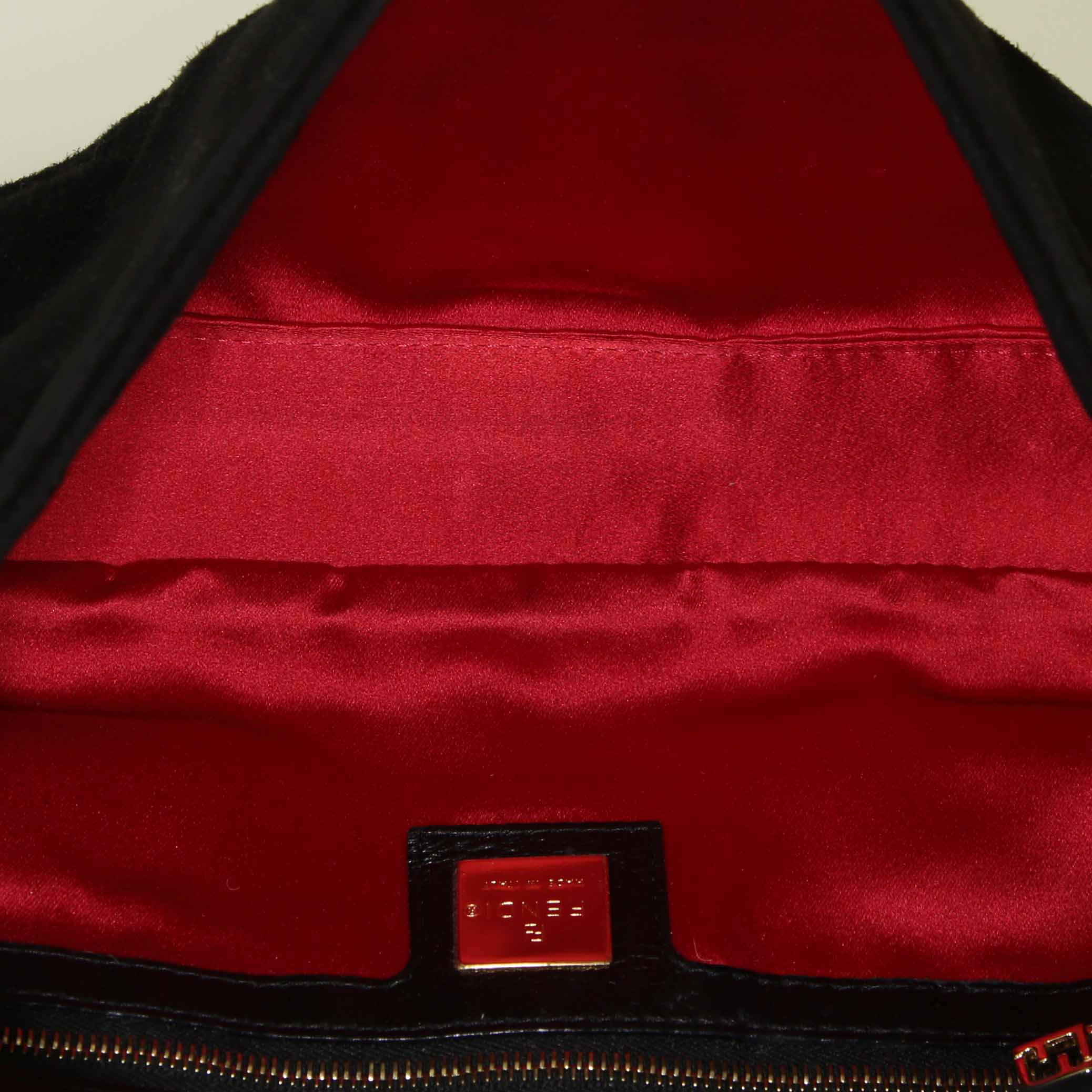 Borsa Fendi Baguette in camoscio nero e pelle nera - Detail D2