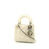 Dior Mini Lady Dior mini shoulder bag in white leather cannage - 00pp thumbnail