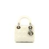 Dior Mini Lady Dior mini shoulder bag in white leather cannage - 360 thumbnail