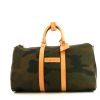 Sac de voyage Louis Vuitton Keepall 45 en toile camouflage verte et cuir naturel - 360 thumbnail