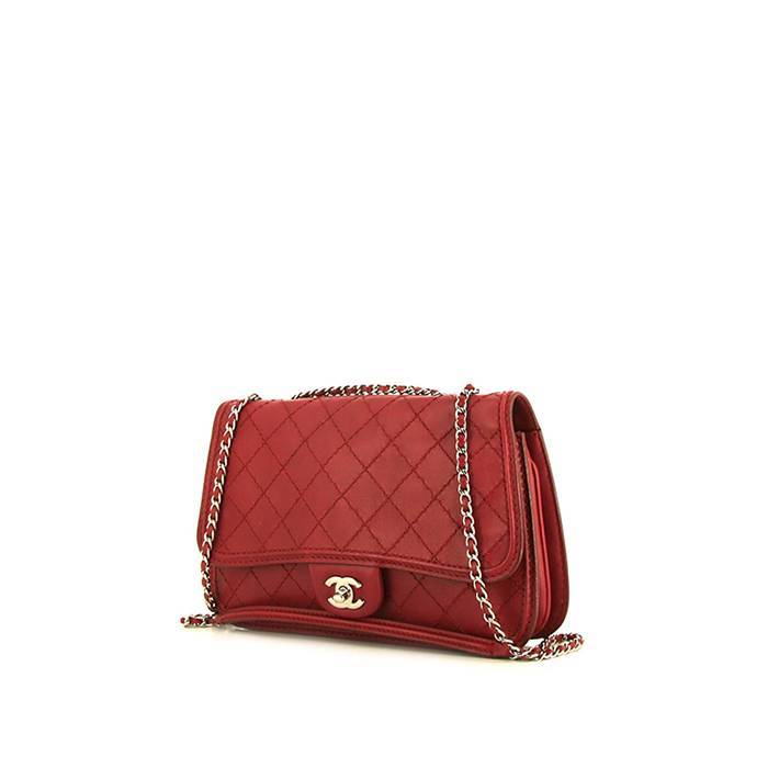 Chanel Timeless handbag in raspberry pink leather - 00pp