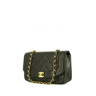 Bolso de mano Chanel Vintage Diana en cuero acolchado negro