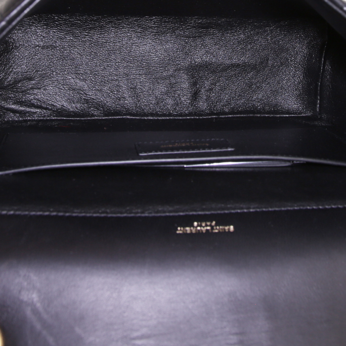 Borsa a tracolla Saint Laurent Vicky modello medio in pelle nera a motivi verticali - Detail D2