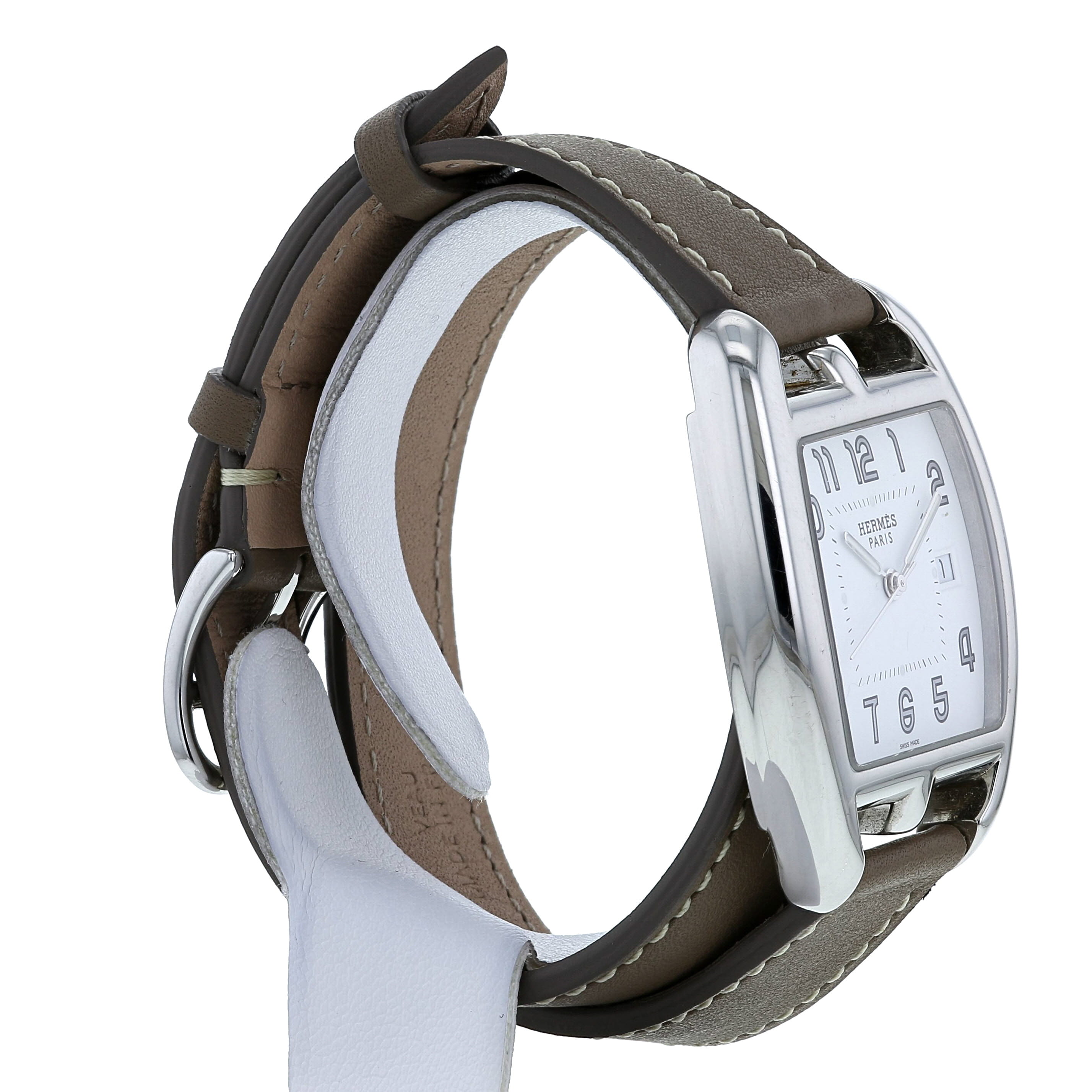 Hermès Cape Cod Tonneau watch in stainless steel Circa  2000 - Detail D1