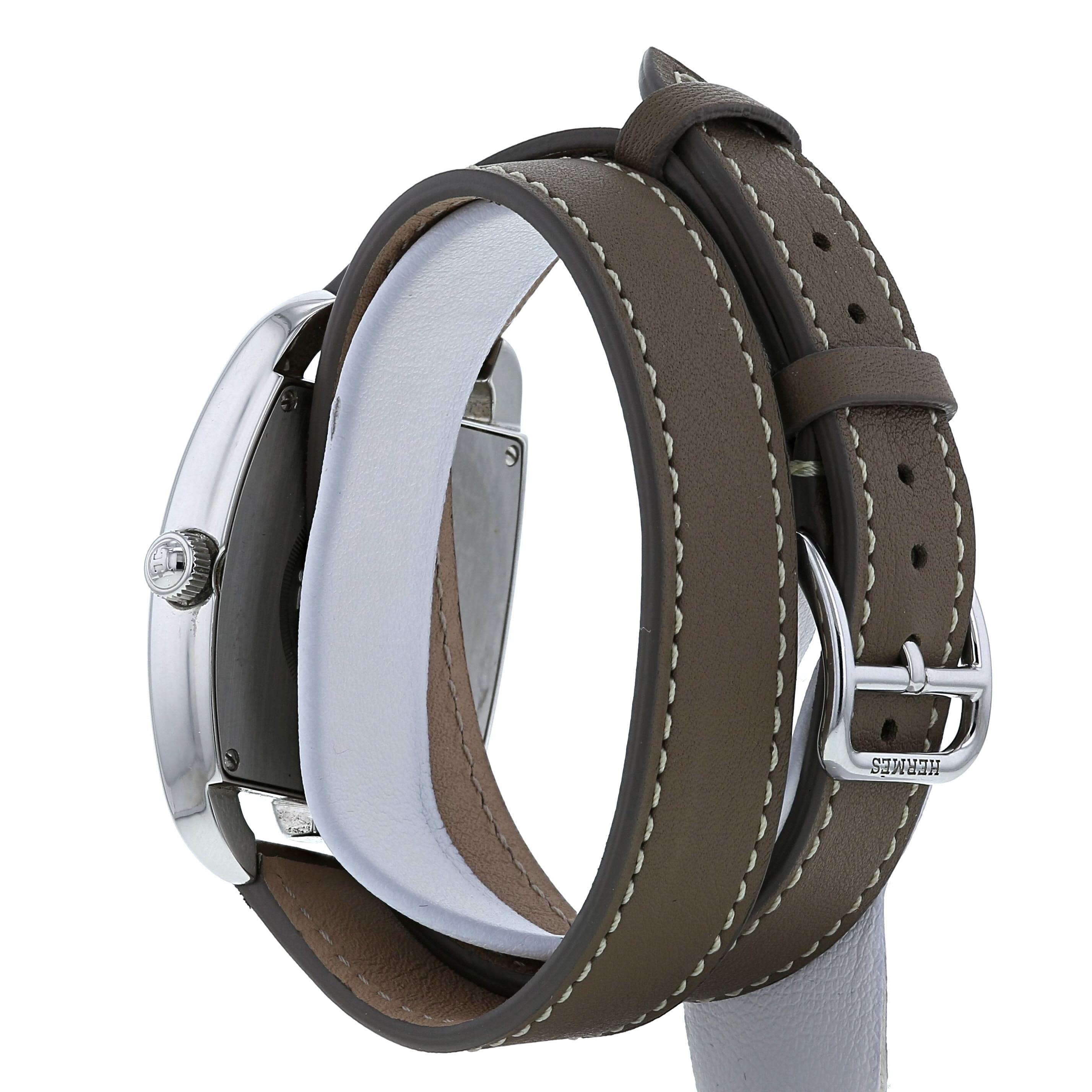 Hermès Cape Cod Tonneau watch in stainless steel Circa  2000 - Detail D2