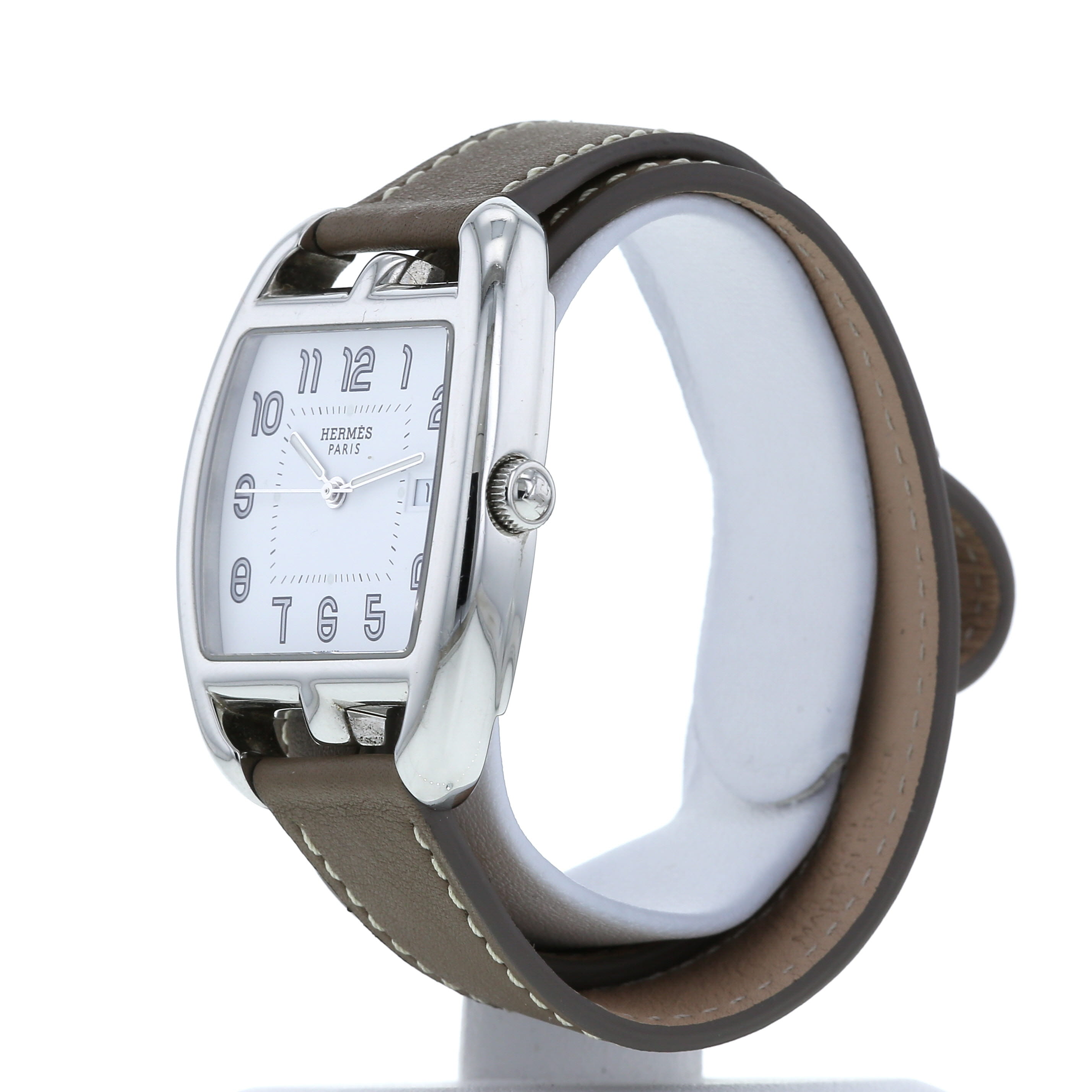 Hermès Cape Cod Tonneau watch in stainless steel Circa  2000 - Detail D3