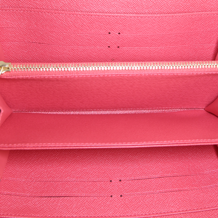 Portafogli Louis Vuitton Zippy Limited Edition Flamingo Monogram Totem in tela monogram cerata marrone e pelle rossa - Detail D2