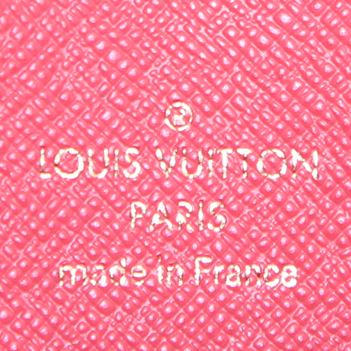 Portafogli Louis Vuitton Zippy Limited Edition Flamingo Monogram Totem in tela monogram cerata marrone e pelle rossa - Detail D3